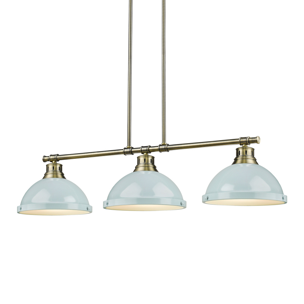 Yep by Golden Lighting Duncan 3-light Island Light in Aged Brass and Seafoam shade